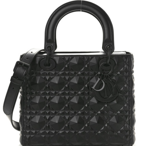 Calfskin Diamond Medium Lady Dior Black - Picture 5 of 14